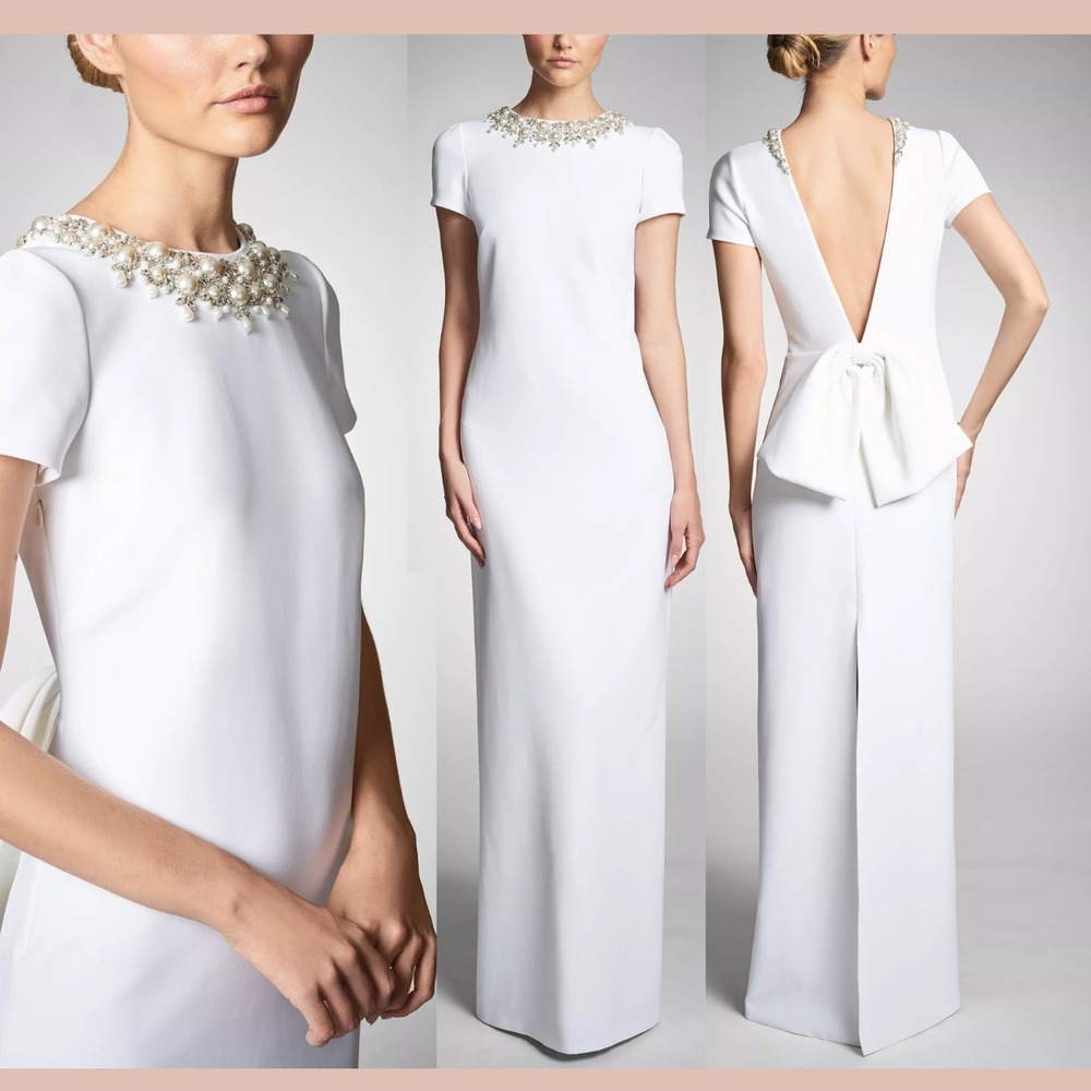 NWT $1195 Sachin & Babi [ 10 ] Petra Embellished Stretch Crepe Gown Ivory #J2255